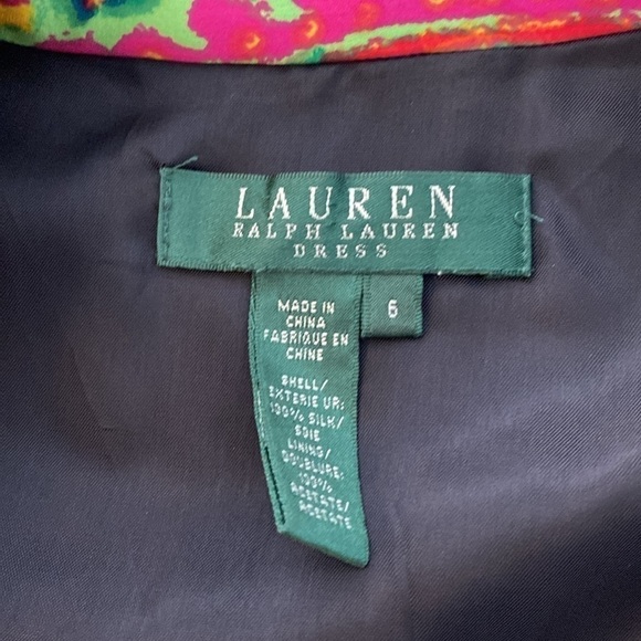 Ralph Lauren Black Pink Multi Paisley Silk Ruffle Wrap Dress 6 RR16 - Picture 11 of 13